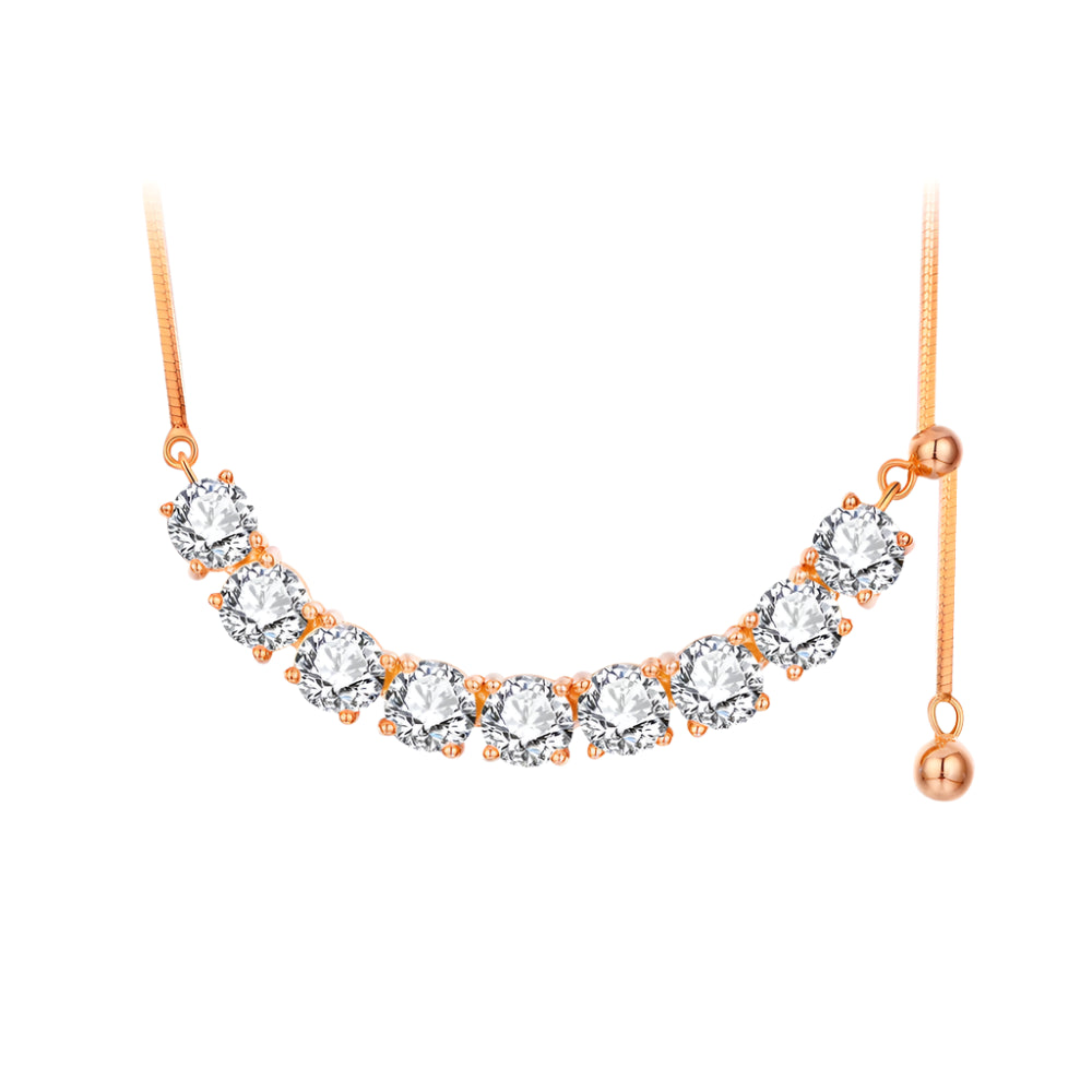 Classic Round Moissanite Necklace, D Color VVS1, 925 Sterling Silver with Yellow/Rose Gold Plating