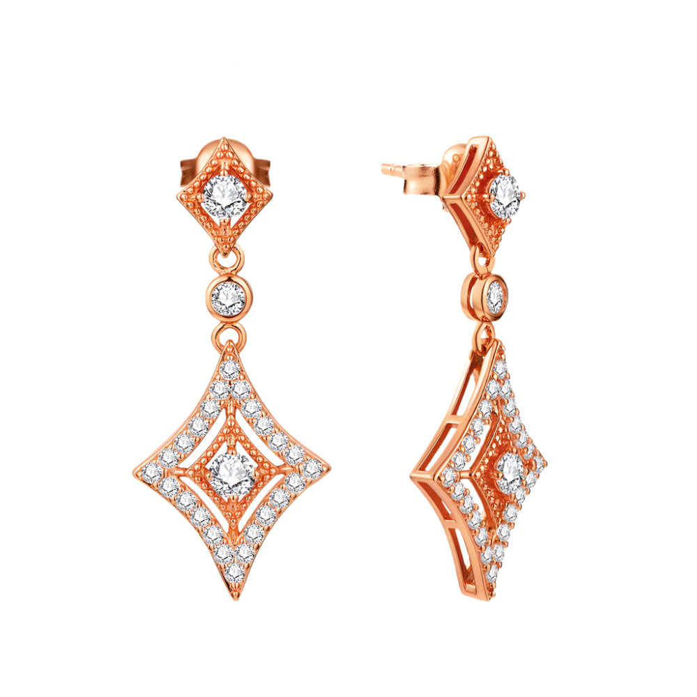 Round-Cut Moissanite Dangle Earrings with 925 Sterling Silver and Gold Plating